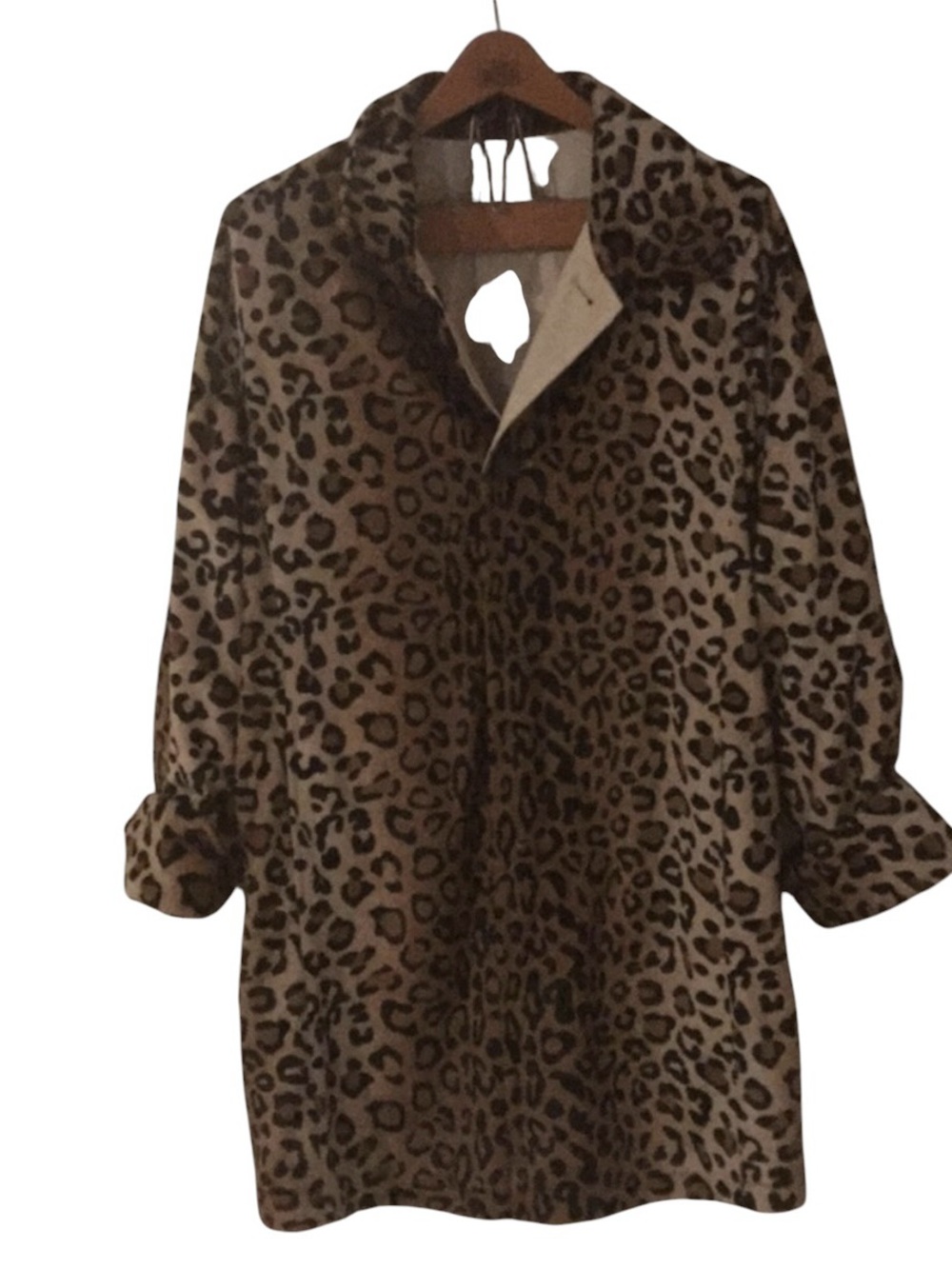 Robert Louis size 1X leopard print 3/4 length reversible to cream waterproof